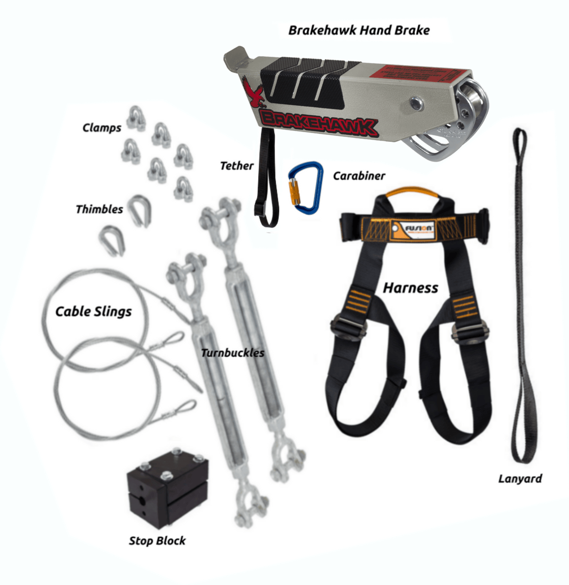 Handbrake Zipline Kit Zip Line Stop